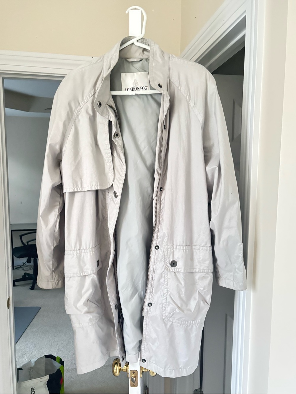 London Fog Light Gray Coat With Storm Flap